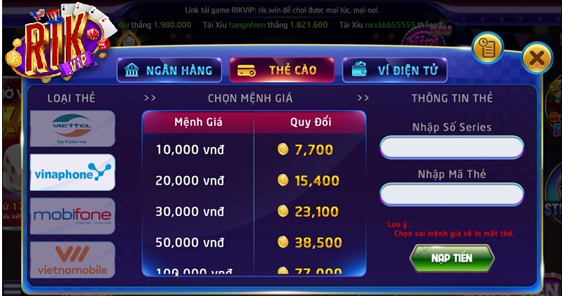 huong dan nap tien rikvip hướng dẫn nạp tiền Rikvip